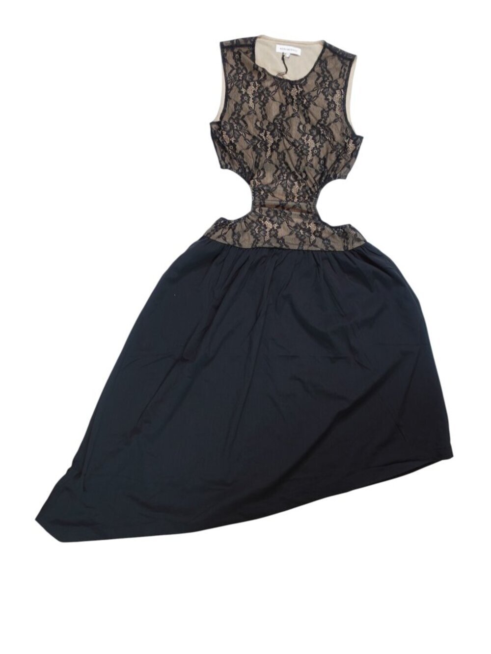 WeWoreWhat Cut Out Asymmetric Midi Dress Lace in Black size M NWT $118